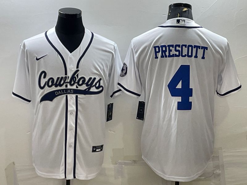 Men Dallas Cowboys #4 Prescott White 2022 Nike Co branded NFL Jerseys